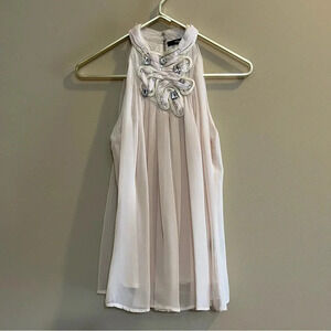 Black Brand Womens Sz S Cream Sleeveless Tank Blouse Flowy High Neck